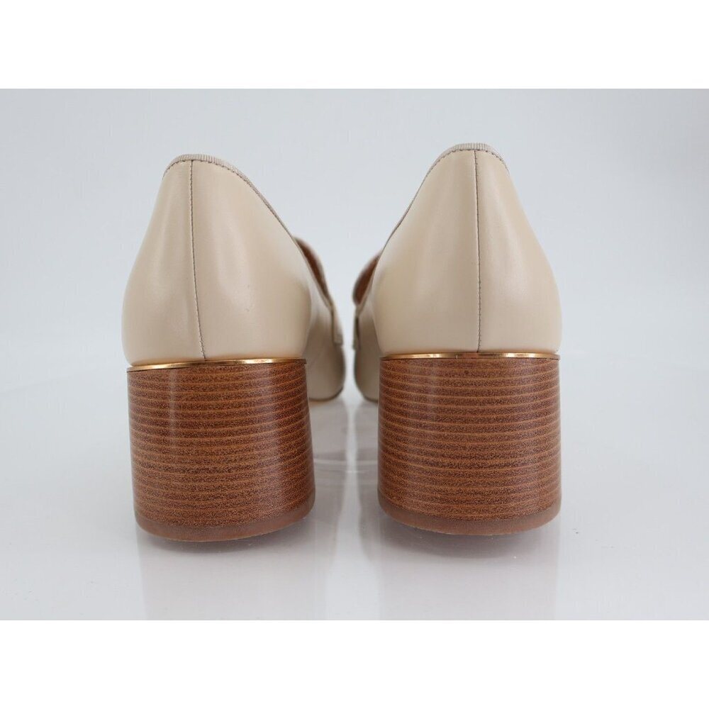 Tory Burch Everly 55mm Women 11 Loafers Cream Embossed Croc Leather Block Heel - Picture 6 of 15